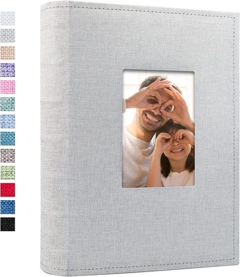 Vienrose Photo Album 4x6 300 Photos Linen Frame Cover with Memo Areas Photobook Large Capacity Slip-in Pictures Book for Wedding Baby Vacation, Li...