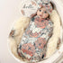 Galabloomer Newborn Receiving Blanket Headband Set Baby Flower Swaddle (cocal almond)...