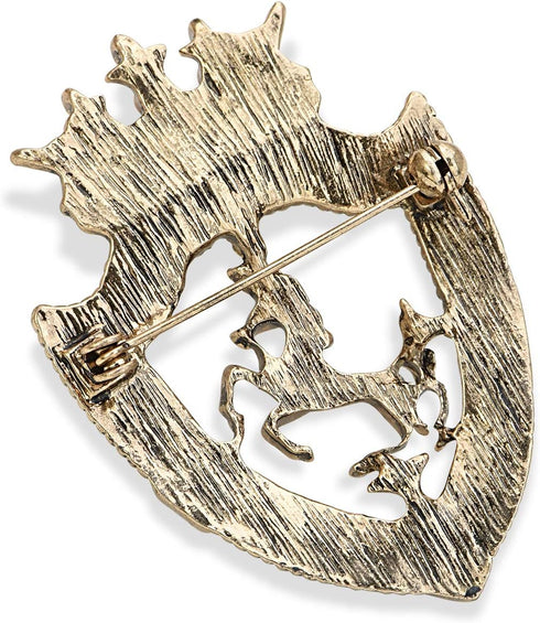 Vintage Golden Tone Queen Crown Pin Brooch Crystal Horse Racing Chapter Badge...