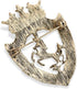 Vintage Golden Tone Queen Crown Pin Brooch Crystal Horse Racing Chapter Badge...