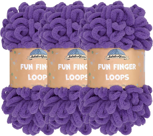 JubileeYarn Fun Finger Loops Yarn - Jumbo Polyester - 100g/Skein - Ultra Violet - 3 Skeins......