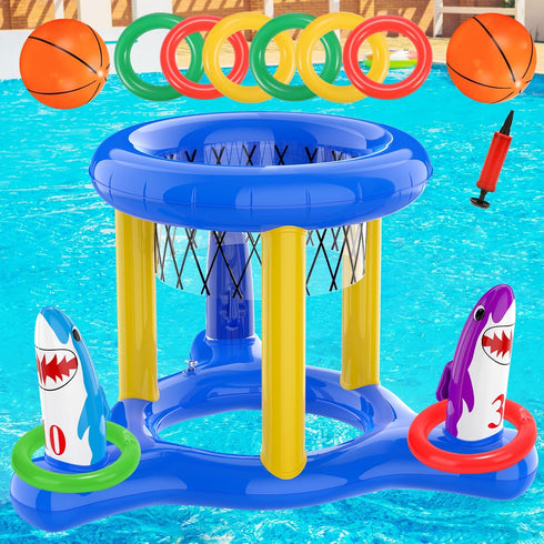 Pool Floats Toys Games Set, 2-in-1 Floating Pool Basketball Hoops & Pool Ring Toss Game, Fun Summer Water Games Pool Toys for Kids Ages 8-12, Teen...