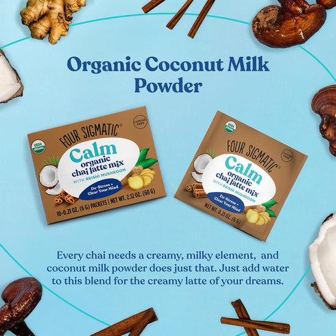 Chai Latte by Four Sigmatic | Organic Instant Chai Latte with Turkey Tail, Reishi Mushrooms & Coconut Milk Powder | Supports Gut & Digestion Healt...