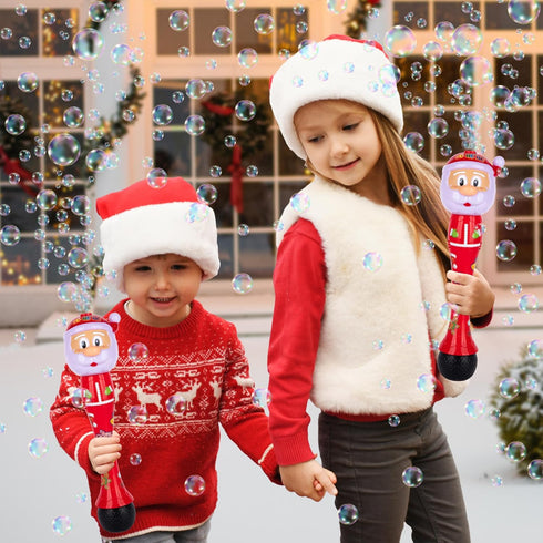 Light Up Christmas Santa Bubble Wand for Kids, 14 Inch Bubble Blower with Lights & Sound Effects, Bubbles for Kids Ages 1 2 3 4 5 6 Bubble Toys, C...