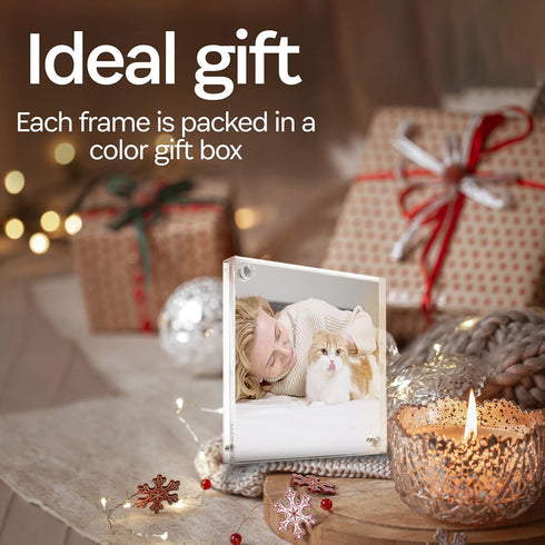 Canetti Original Magnet Picture Frame - Crystal Clear Acrylic Glass Table Top Photo Frame...