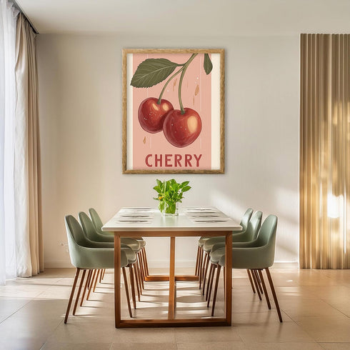 Posterizer 1 pcs-playful graphic Cherry poster-Retro style design 2-Kitchen & Bar Art- Art for Cafe, Restaurant, Coffee Bar - unframed wall art...