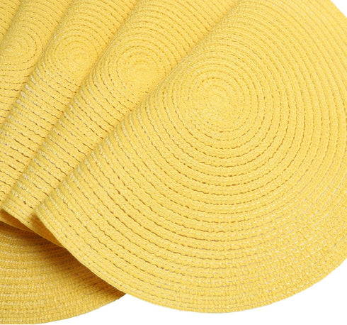 SHACOS Round Braided Placemats Set of 4 Washable Kitchen Table Placemats for Home Wedding Party (Yellow, 4)...