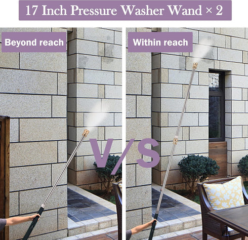 Power Washer Extension Wand, 17 Inch Stainless Steel Pressure Washer Lance with 1/4 Inch Quick Connect, 2 Pack...