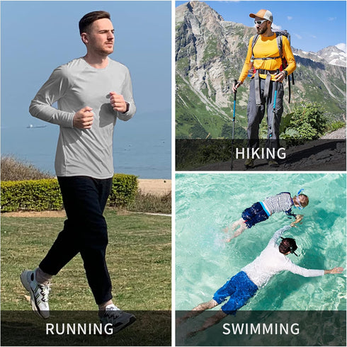 Men's UPF 50+ Rash Guard Swim Shirt Long Sleeve Moisture Wicking Quick Dry Lightweight Wrinkle-resistant Fishing Running, Honey Yellow, Large...