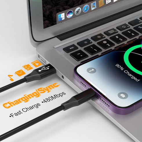 Coiled iPhone Charging Cable 2-Pack, Apple Carplay & MFi Certified, Short USB to Lightning Cable with Data Transmission, Retractable iPhone Car Ch...