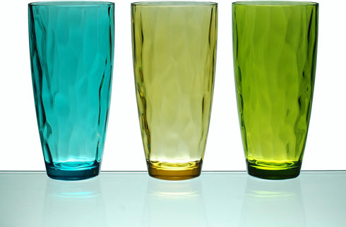 QG 23 fl oz BPA Free Acrylic Plastic Iced Tea Cup Glass Tumbler Set of 6 - Assorted Colors DF131...