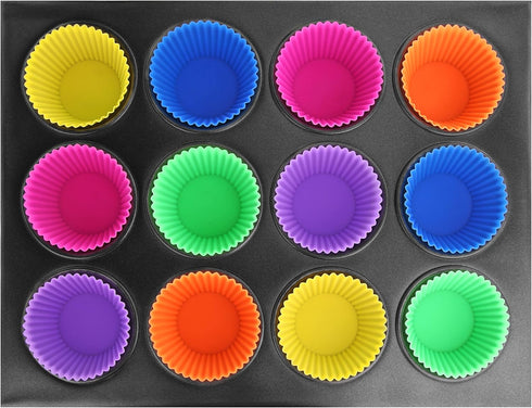 New Star Foodservice 44270 Reusable Silicone Baking Cups and Cupcake Liners, Set of 24...