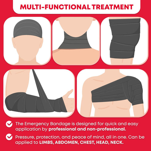 Ever Ready First Aid Israeli Battle Dressing Compression Bandage, 6", Black...