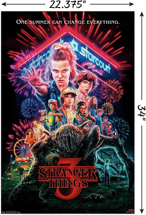 Trends International Netflix Stranger Things: Season 3 - One Sheet Wall Poster, 22.375" x 34", Poster & Mount Bundle...
