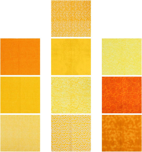 10pcs Yellow Patchwork Group Patchwork Quilt Cloth Christmas Sewing Fabric Fat Quarter Bundles Fabric Squares for Sewing Quilted Fabric Patchwork ...