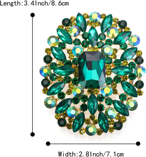 BriLove Women's Stunning Emerald Cut Square Crystal Rhinestone Marquise Cluster Brooch Pin for Wedding Party Prom...