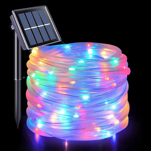 JMEXSUSS 8 Modes Solar Rope Lights Outdoor, 39.4ft 120LED Solar Rope Lights Outdoor Waterproof, PVC Tube Solar Fairy Lights(Multi Color)...