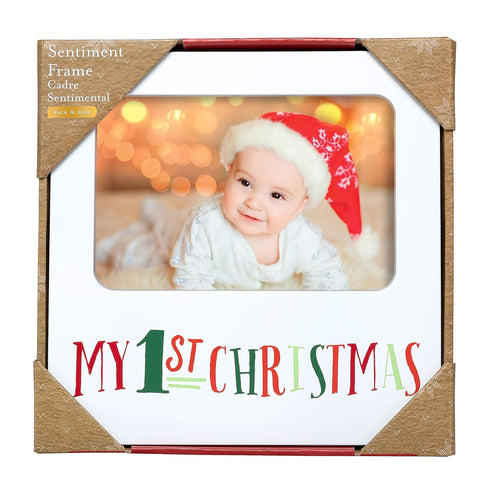 Kate & Milo My 1st Christmas Baby Photo Frame, Holiday Baby’s First Year Keepsake, Holiday Home Décor, Christmas Home Accessory, Newborn Tabletop ...