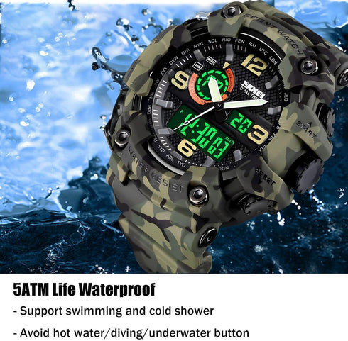 Gosasa Men's Large Face Outdoor Sports Watches Military S-Shock Watch Waterproof, Backlight, Alarm, Stopwatch Features - Rugged Wristwatch for Tra...