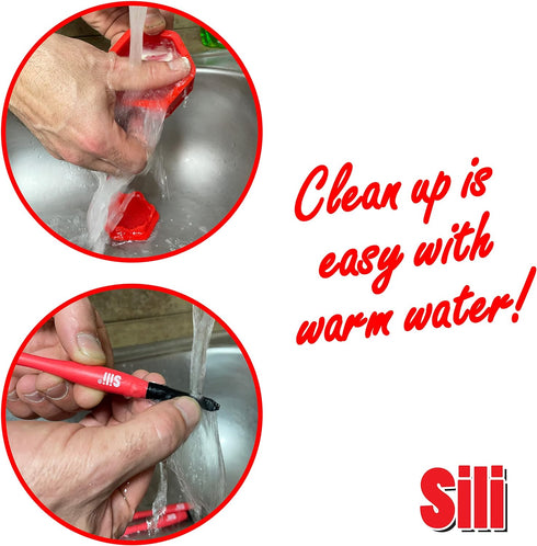 Sili Glue Pod and 3 Sili Micro Glue Brushes with Multi Purpose Sealable Lid/Glue Brush Holder • Fine Tip • Chiseled Tip and Flat Tapered Tip Brush...