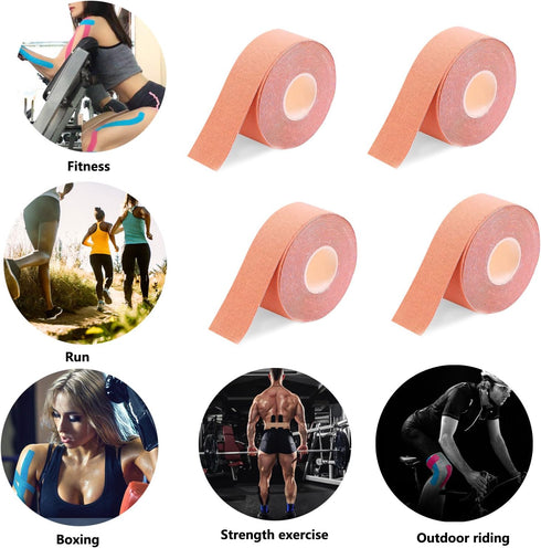 FOU Kinesiology Recovery Therapeutic Tape, Waterproof Muscle Support for Athlete,Sports Injury Tape 1 inch x 16.4 ft / 2.5cm x 5m...