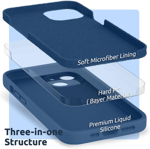 SURPHY Compatible with iPhone 13 Case with Screen Protector, (Camera Protection & Soft Microfiber Lining) Liquid Silicone Phone Case 6.1 inch 2021...