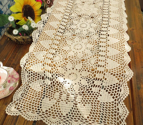 Laivigo Handmade Crochet Lace Table Cloth Doilies Doily,Rectangle,16 x 35 Inch,Beige...