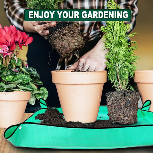 Plant Repotting Mat Waterproof Gardening Mat Plant Transplanting Potting Tray for Indoor Succulent Potting Tarp Portable Thicken PE Mat Garden Wor...