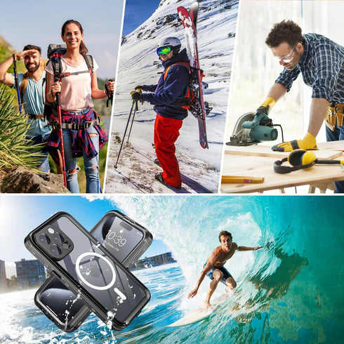 iPhone 15 Pro Max Case Waterproof, IP68 Waterproof Case for iPhone 15 Pro Max, iPhone 15 Pro Max Case with Kickstand, Impact Resistant TPU + PC Ca...