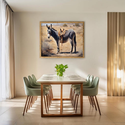 Posterizer 1 pcs- a Donkey in the middle of an oasis oil painting style-Art for Animal Lovers- Gift for Men Women Teens-decor for Bedroom, Office...
