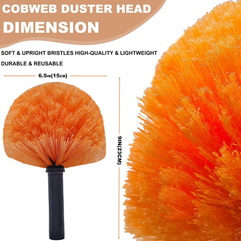 2 Pack Robust Cobweb Duster Head Brush // Superior Twist-On Web Cleaning Tool // Spider Web Remover Brush Compatible with Standard 3/4 Inch Thread...