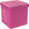 Simplify Velvet White Piping Folding Storage Ottoman, Toy Box Chest, Tufted Padded Seating, Bench, Foot Rest, Stool, Single, Pink...