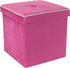 Simplify Velvet White Piping Folding Storage Ottoman, Toy Box Chest, Tufted Padded Seating, Bench, Foot Rest, Stool, Single, Pink...