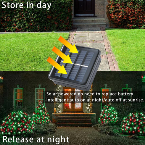 Solar Christmas String Lights Outdoor,Red White Green Fairy Lights, IP67 Waterproof 2PACK Total 200LED 66FT with 8Modes, Outside Christmas Decorat...
