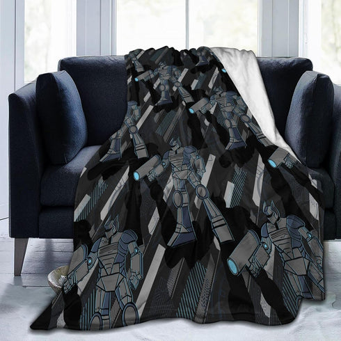 Robotic Warrior Pattern Throw Blankets All Season Ultra Soft Warm Robot Giftable Fleece Blanket for Home Bed Sofa Couch Chair Outdoor Travel Campi...