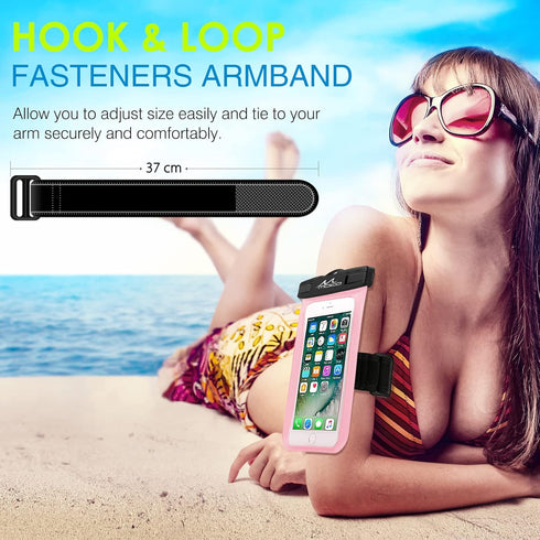 MoKo Waterproof Phone Pouch Holder, Underwater Cellphone Case Dry Bag with Lanyard Armband Compatible with iPhone 14 13 12 11 Pro Max X/Xr/Xs Max/...