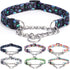 Martingale Collar, Training Dog Collar, Stainless Steel Chain Pet Collar for No Pull Dog Walking Flowers Design Large Medium Small Dogs (L, Skull)...