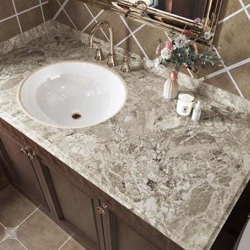 Light Brown Marble Contact Paper Marble Wallpaper Peel and Stick Removable Waterproof Wall Paper Roll Self Stick Marble Paper for Kitchen Bathroom...