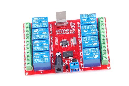 24V 8-Channel 10A PC USB Control Switch Relay Module Free Drive Programmable Computer Control Computer USB Control Switch Driver PC Intelligent Co...