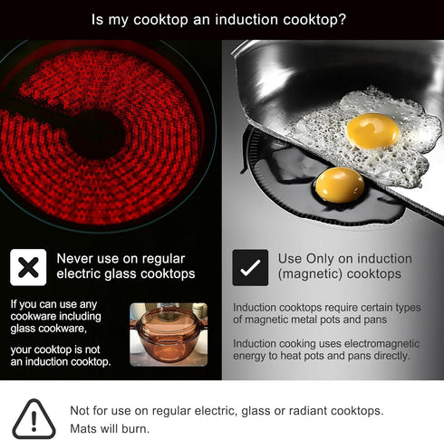 Lazy K Induction Cooktop Mat - Silicone Fiberglass Scratch Protector - for Magnetic Stove - Non Slip Pads to Prevent Pots from Sliding During Cook...
