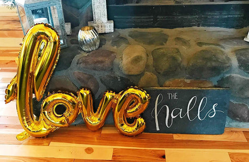 Large Gold Foil LOVE Balloons Banner,42 Inch Mylar Foil Letters Balloons for Wedding Bridal Shower Anniversary Mothers' Day Engagement Party Decor...