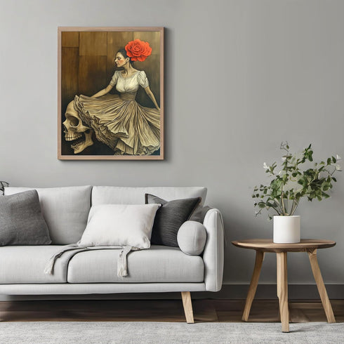 Posterizer 1 pcs-skull and flamingo dancer abstract art-Abstract & Modern Art-Vintage Art-Gift for Steampunk or Goth Fans- unframed wall art...