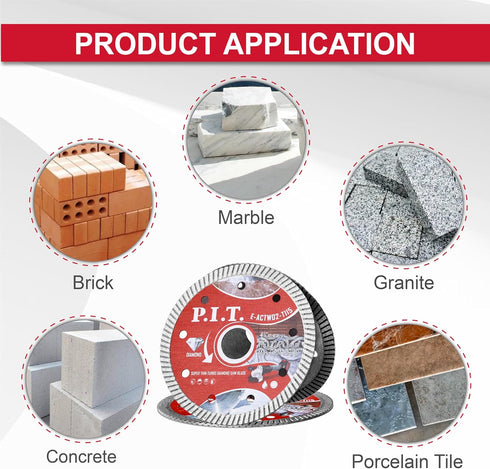 P.I.T. 4-1/2 Turbo Diamond Saw Blade,Dry/Wet Cutting for Granite, Stone, Masonry, Terrazzo, Marble, Concrete,Tile - 7/8 Inch Arbor Angle Grinder C...
