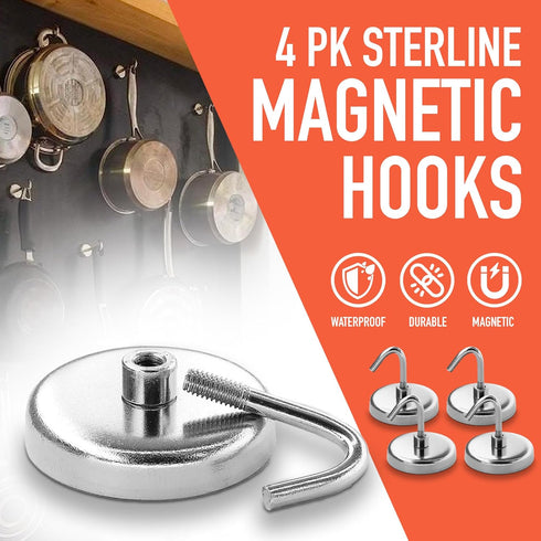 Heavy Duty Magnet Hooks - 4-Pack Magnetic Hooks for Fridge - Powerful Magnets for Tools, Kitchen, Workshop, Garage, Bathroom - Secure Fridge Hangi...