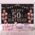 Trgowaul 50th Birthday Decorations for Women - Rose Gold 50th Birthday Banner Backdrop 50th Birthday Party Suppiles Photography Supplies Backgroun...