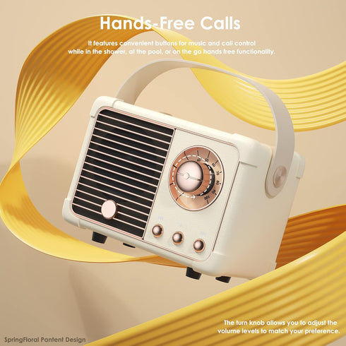 Retro Bluetooth Speaker,Wireless Vintage Small Speaker with Stereo Sound,Hands-free Call,400mA Battery,TF Card, Aux Line,Water-Proof For iOS Andro...