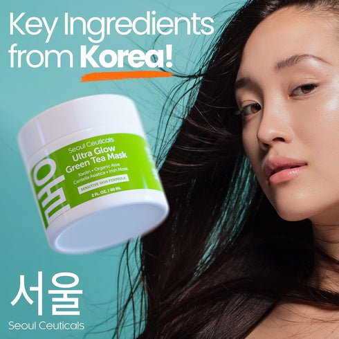 SeoulCeuticals Korean Skin Care Face Mask for Sensitive Skin - Korean Skincare Green Tea Wash Off Masks - K Beauty Face Masks - Aloe Vera Mask + C...