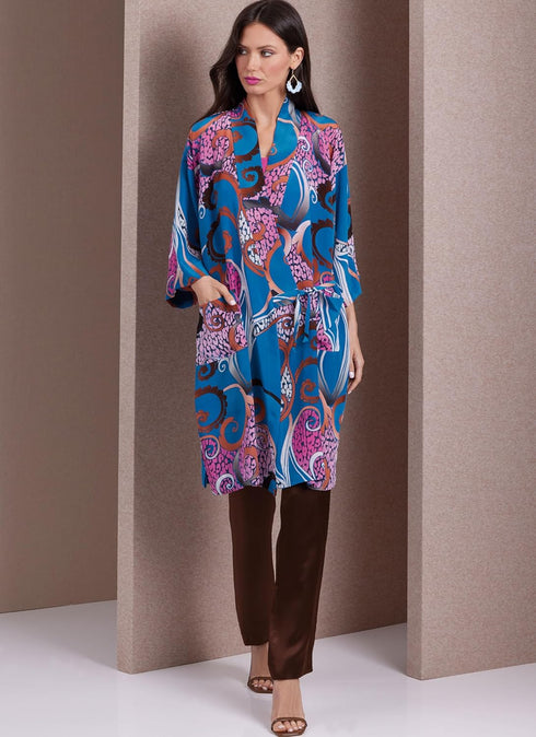Vogue Misses' Loose Fit Kimono Jackets V1989, Sizes XS-S-M-L-XL-XXL, Multicolor...