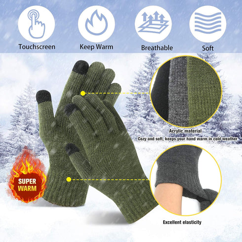 Evridwear Mens Thermal Winter Touch Screen Gloves with Elastic Cuff for Cold Day...