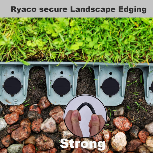 Ryaco Landscape Stakes Black Garden Anchoring Spikes for No Dig Landscape Edging (30)...